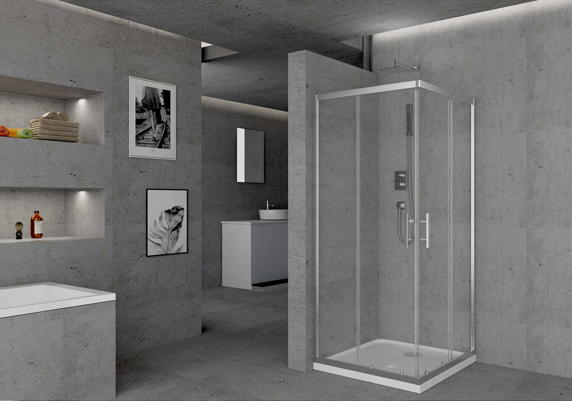 Cabina de ducha de doble puerta cuadrada enmarcada: el complemento perfecto para su baño