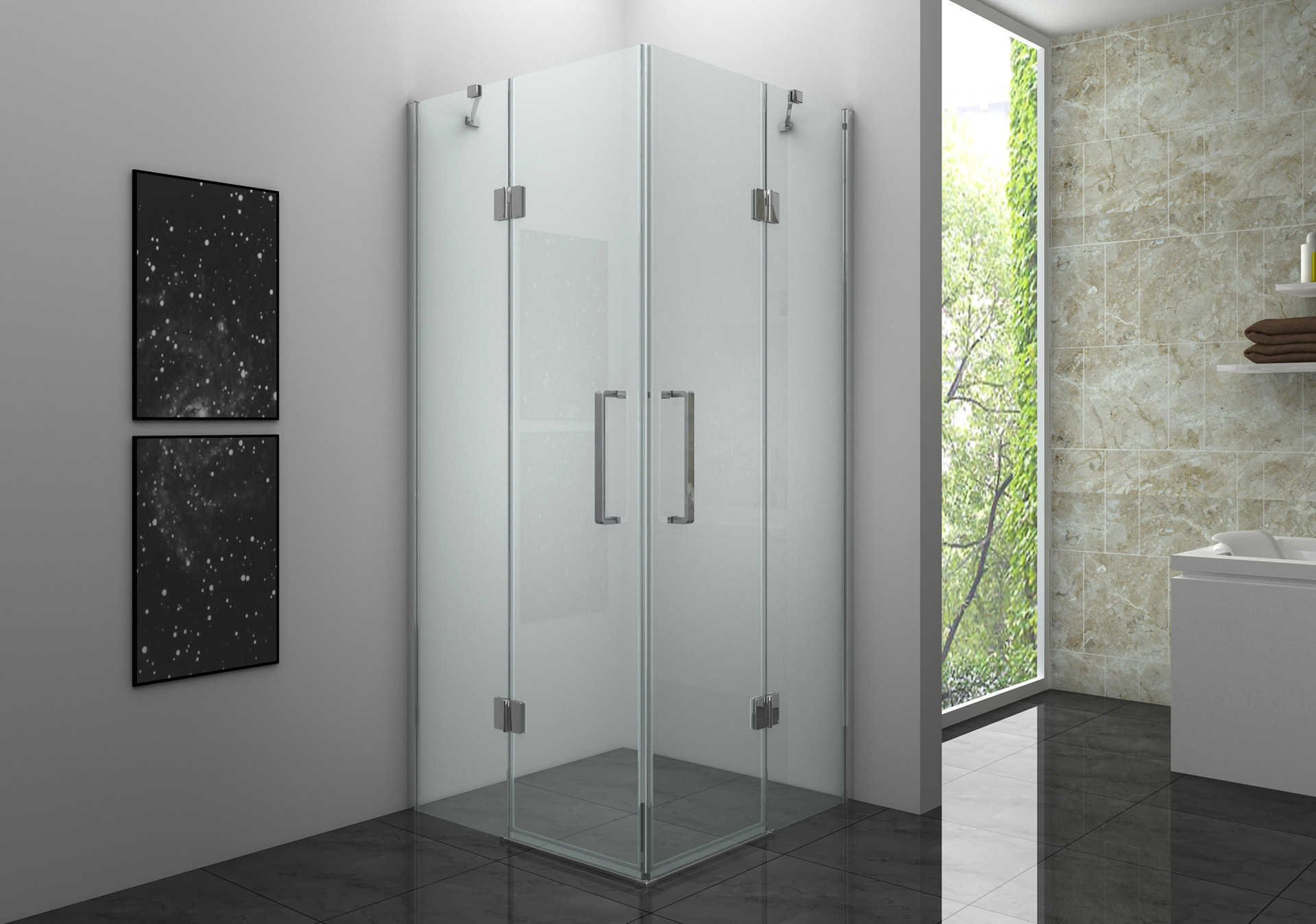 Cabina de ducha con puerta plegable y esquina cuadrada: maximiza el espacio en tu baño